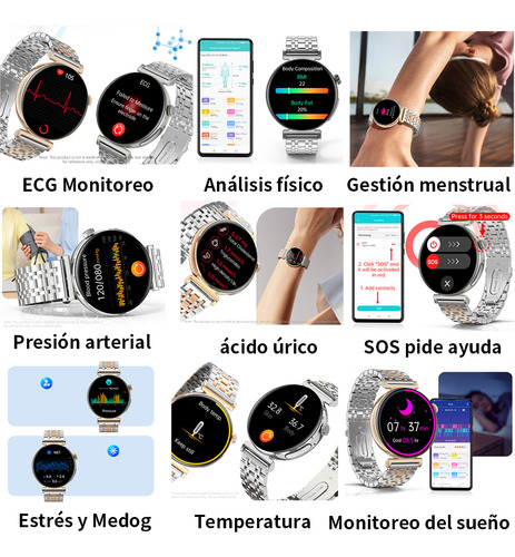 Reloj Inteligente Mujer Ecg Llamada Asistente De Voz 2024
