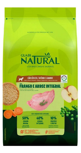 Ração Cães Guabi Natural Sênior Méd/gr Frango/arroz Int 12kg