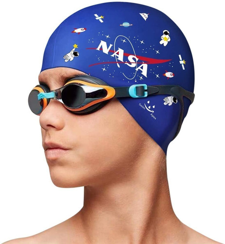 Gorro Natación Siliconado Para Niños Y Niñas Diseño Nasa