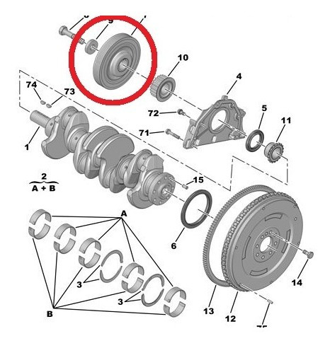 Damper Polea Cigueñal Peugeot 307 2002-2004 1.6 16v 0515r8 