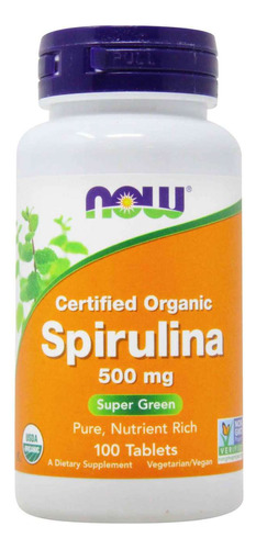Spirulina 500mg 100caps, Espirulina, Now