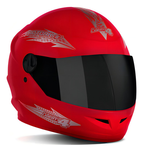Capacete Fechado Masculino Com Viseira Fumê New Liberty 4 Cor Vermelho Desenho Solid Tamanho do capacete 58