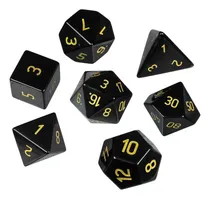 Comprar Juego De 7 Dados Poliédricos Dnd De Piedra De Obsidiana Negr