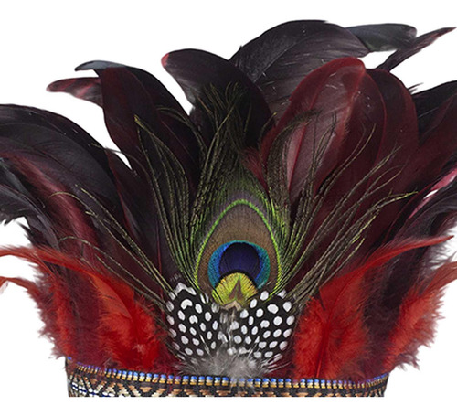 Tocado Indio Decorativo De Plumas Para Adultos Rojo