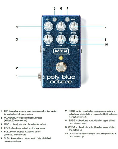 Mxr M306 Poly Blue Octave Pittle Fuzz Y Modulación Multi Efe