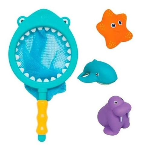 Brinquedo De Banho Infantil Bebê Pescaria Tubarão Rede Buba