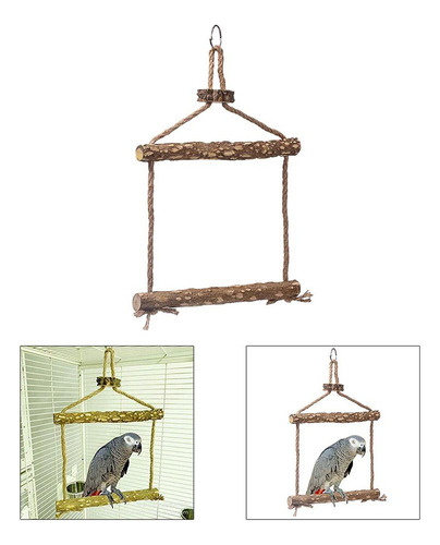 Nuevo Mascota De Madera Pájaro Columpio Loro Cockatiel