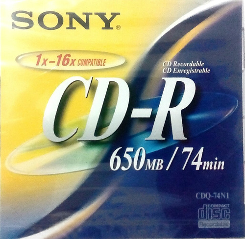 Cd-r  Sony 650mb 74 Minutos Caja Dura