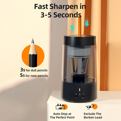 Sacapuntas Eléctrico Portátil Para Lápices De 6-8 Mm, Rápido