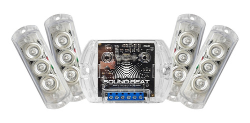 Imagem 1 de 10 de Kit Strobo Rgb Led 4 Faróis Automotivo Ritmico Zendel Rgb