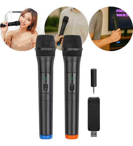 Microfones Duplo Sem Fio Smart Profissional Dinâmico Karaoke