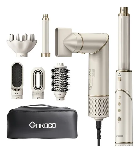 Secador De Cabelo Gokoco Com 7 Em 1 Escova Hot Air Styler Cor Palha 127v