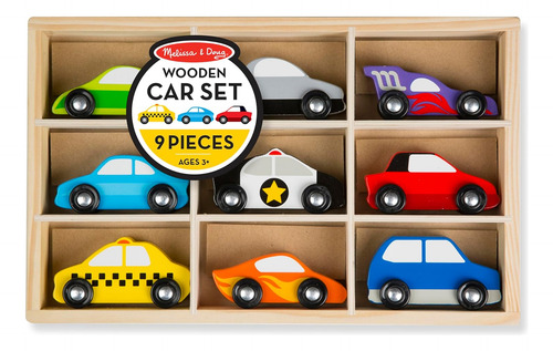 Set De Coches De Madera Melissa & Doug En Bandeja De Madera
