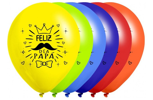 Paquete Globos Impresos Feliz Día Del Padre - X36 Unidades