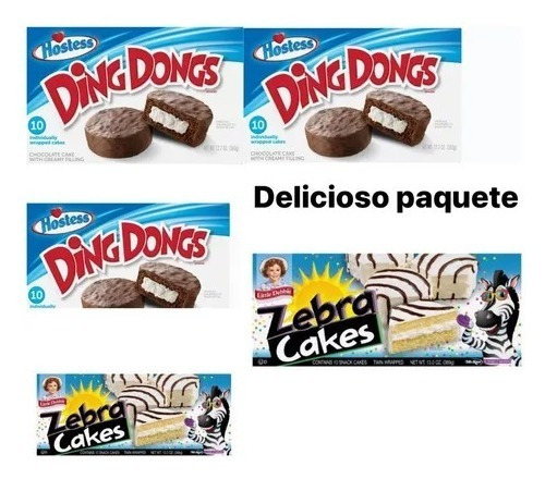 3 Ding Dongs + 2 Cebra Pastelitos Delicioso Paquete De 5