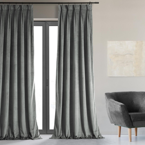 Cortina De Terciopelo Plisada Opaca 140 X 213 Cm