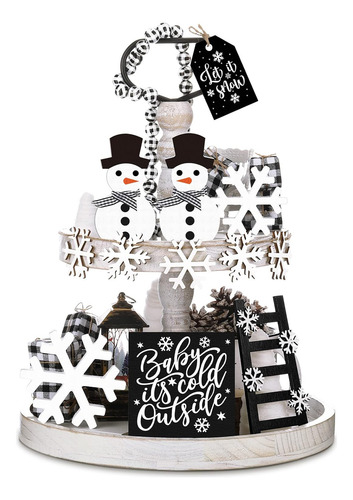 Conjunto De Decoración Navideña De Invierno Para Bandeja De