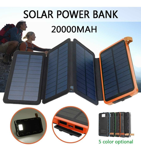 Batería Portátil 20000mah Y 4 Paneles Solar