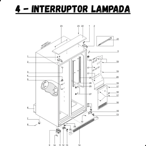 Interruptor Side By Side Electrolux Freezer Ss75 Ss75x Ss76x