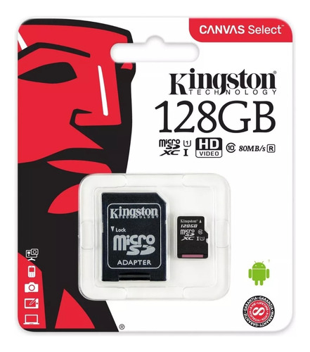 Micro Sd Kingston Clase 10 128gb 100mb/s *itech