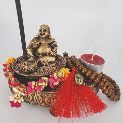Mini Altar Buda Chinês 6 Itens Com Saquinho De Algodão