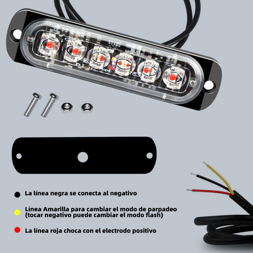 2 Pcs Barra De Luz Estroboscópica 6 Luces Color Rojo Y Azul