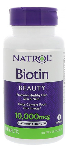 Biotin Biotina Natrol 10,000 Belleza Cabello, Piel Y Uñas