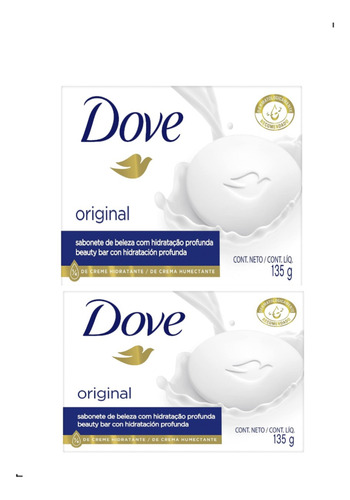 Jabón En Barra Dove Original Blanco 135g 2pz