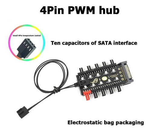 Extensión Spliter Fan Hub Pwm (4pin) Con 10 Puertos