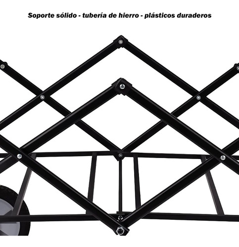 Imagen 5 de 9 de Carro Plegable Portatil Pektra 80kg De Acero Reforzado Playa