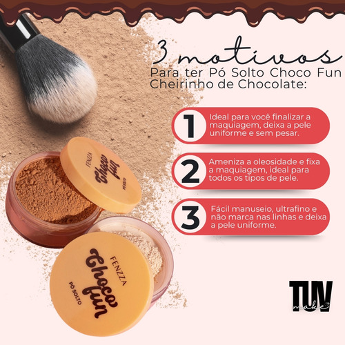 Pó Solto Facial Matte Fenzza Choco Fun Cheirinho Chocolate