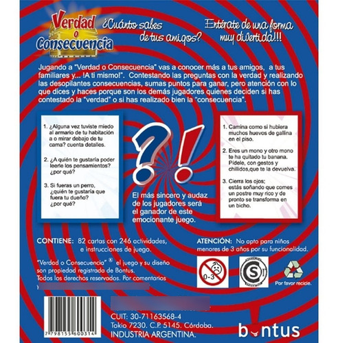 Imagen 2 de 2 de Juegos Para Llevar Bontus Cartas Viaje Juego De Mesa Verdad O Consecuencia