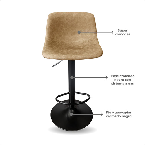 Sillas Kit 2 Banquetas Ajustables Barra Alta Con Apoya Pies