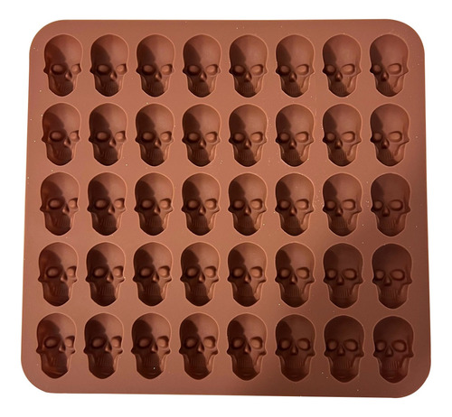 Molde De Silicon 3d Diseño Calaveras Halloween Reposteria Marrón