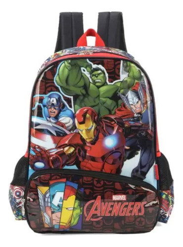 Mochila De Costas Marvel Avengers Vingadores Luxcel Preta Cor Preto