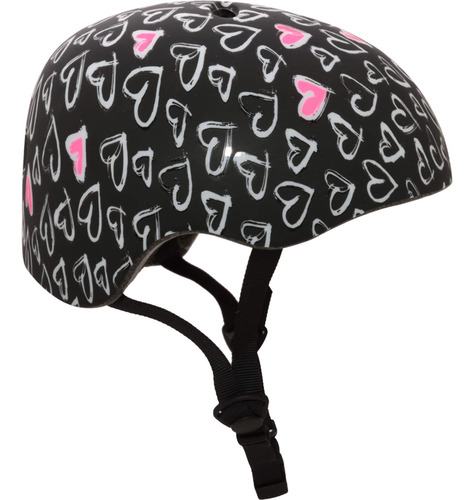 ¡casco Krash! Sketchy Hearts Black 8+ Para Niñas