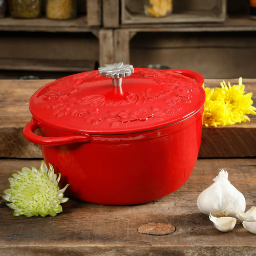 Olla Horno Hólandes Hierro 5 L Roja C/ Tapa Mujer Pionera