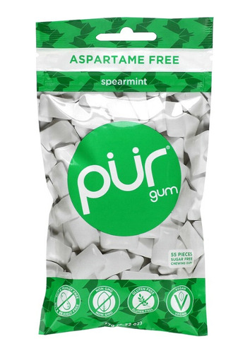 The Pur Company, Chicle Sin Aspartame Menta Verde 55 Piezas 