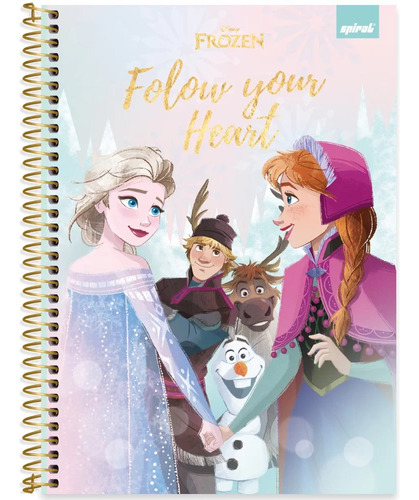 Caderno Disney Frozen Ana Elsa Olaf Capa Dura 80 F Cor Rosa