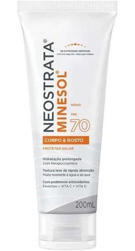 Neostrata Minesol Protetor Solar Rosto E Corpo Fps70 200ml