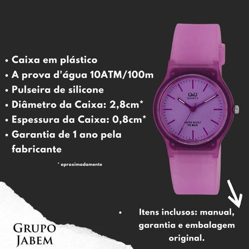 Relógio Infantil Feminino Lilás Q&q Prova D'água Ponteiros