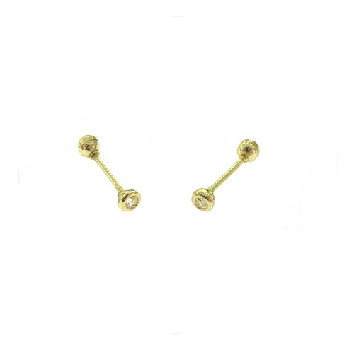 Arete Broquel Bisel Redondo 2mm Oro 10k Kt / Niña 2 Piezas