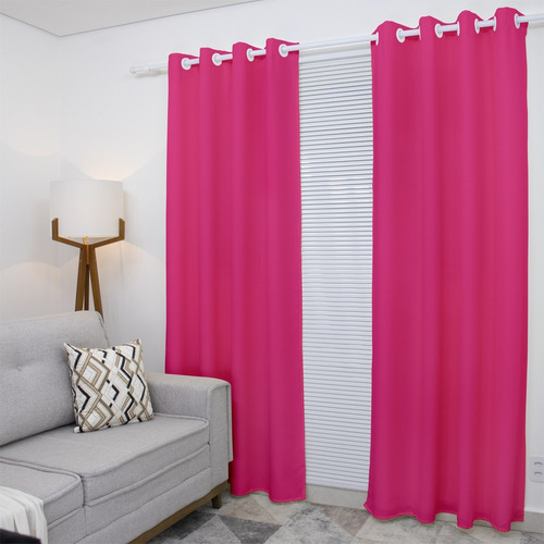 Cortina Oxford De Sala/quarto 300x270 Para Varão - Cor Pink