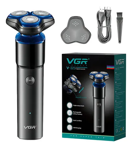 Afeitadora Eléctrica Hombre Vgr V-325 Recargable Inalámbrica Negro Y Azul Negro/azul