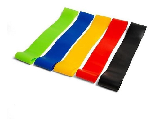 Imagen 2 de 8 de Kit 5 Bandas Elásticas Resistencia Circular Fitness Pilates