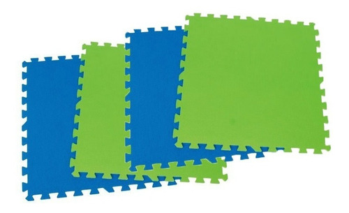 Alfombra Infantil De Goma Eva Azul Y Verde 60x60cm 4 Unid