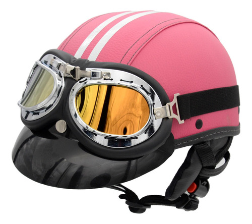 Capacete Coquinho Br 101 Rosa Com Pala Retro Amarelo G