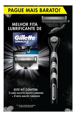 Barbeador Gillette Mach 3 Carvão Gillette Mach3 Carbono 3 un