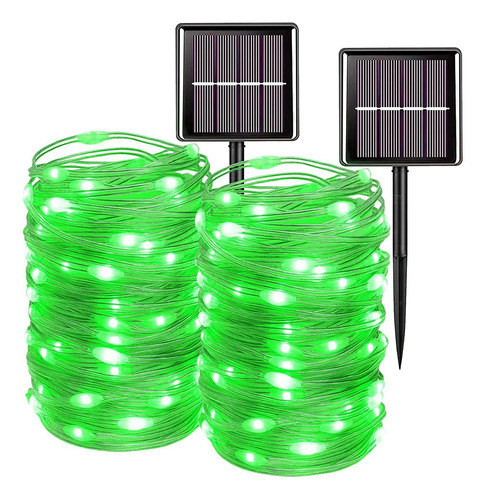 Qitong Luces Solares De Navidad Verdes Impermeables Para Ex.