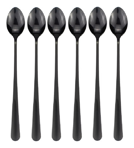 6 Cucharas Mango Largo Para Cafe Te Postres Acero Inoxidable